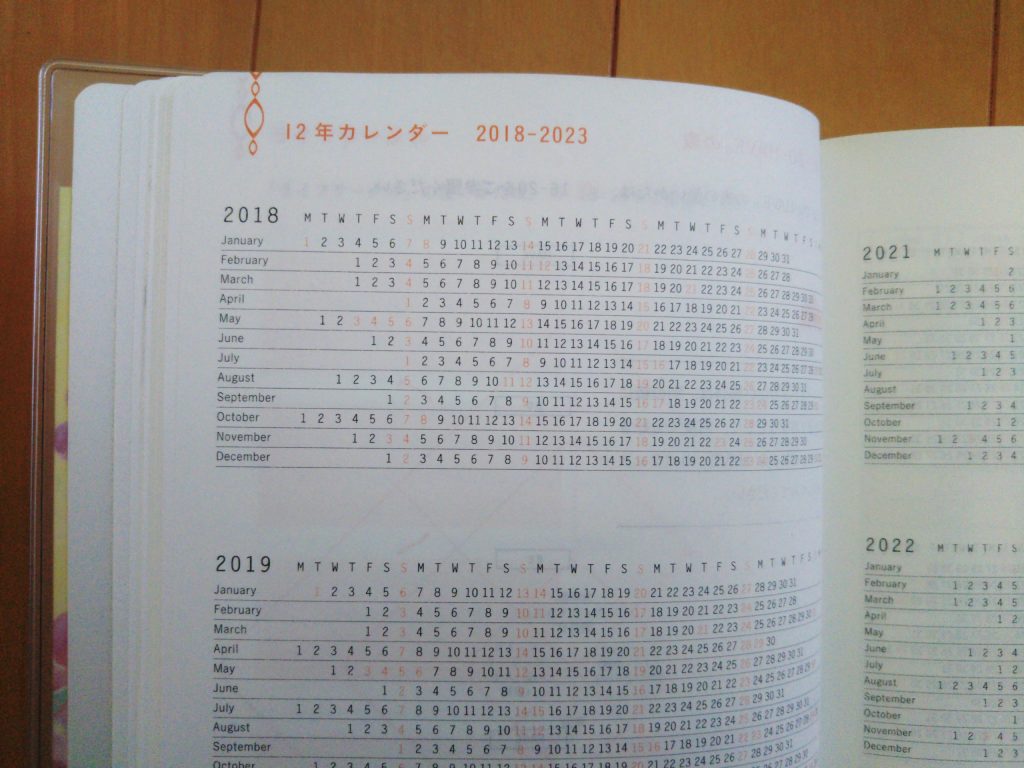 夢かな手帳 12年カレンダー